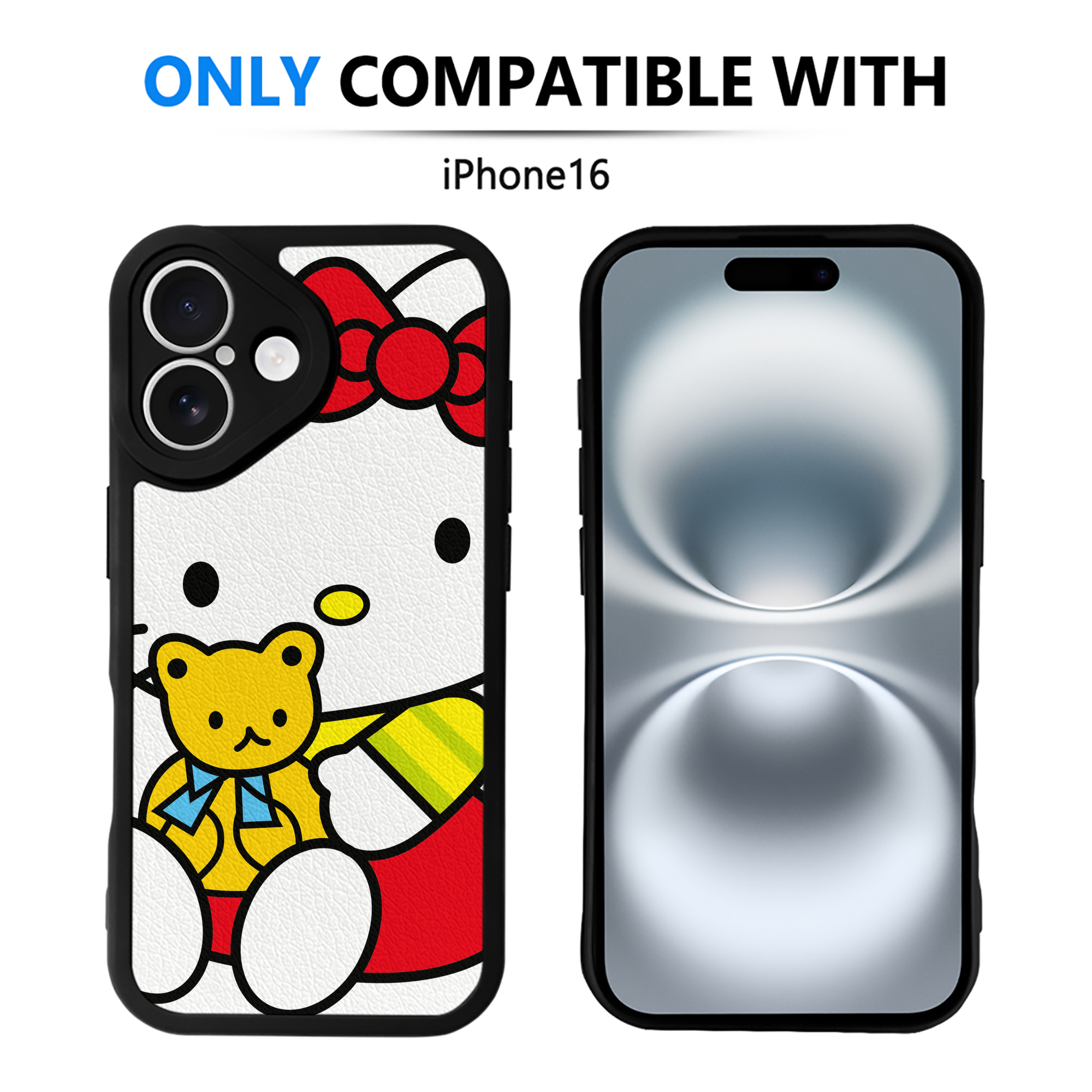 （画像用） Hello Kitty ハローキティ 【iPhone 16シリーズ対応】シリコンスマホケース（レザー調） 材質：シリコン